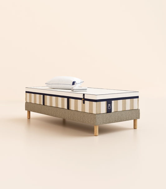 #fr#Matelas Hybride Premium|Premium|Sommier tapissier|Gris|Pieds Hêtre clair|Plus