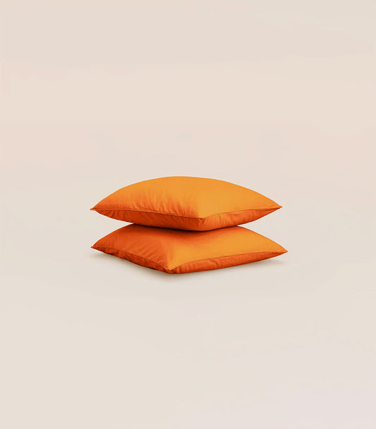 Taies d'oreiller en percale de coton - Orange magma