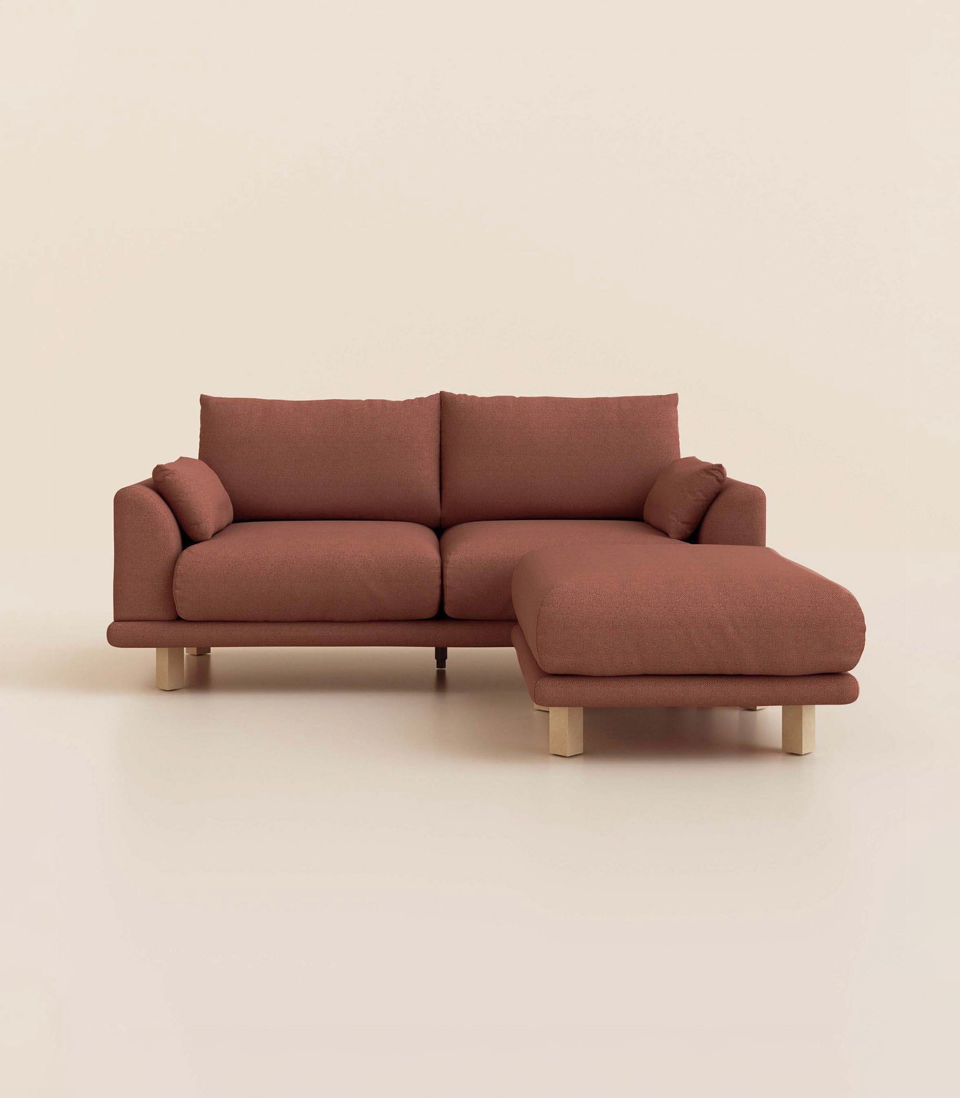 Canapé d'angle Terracotta-3 places-Pieds carrés - Bois clair