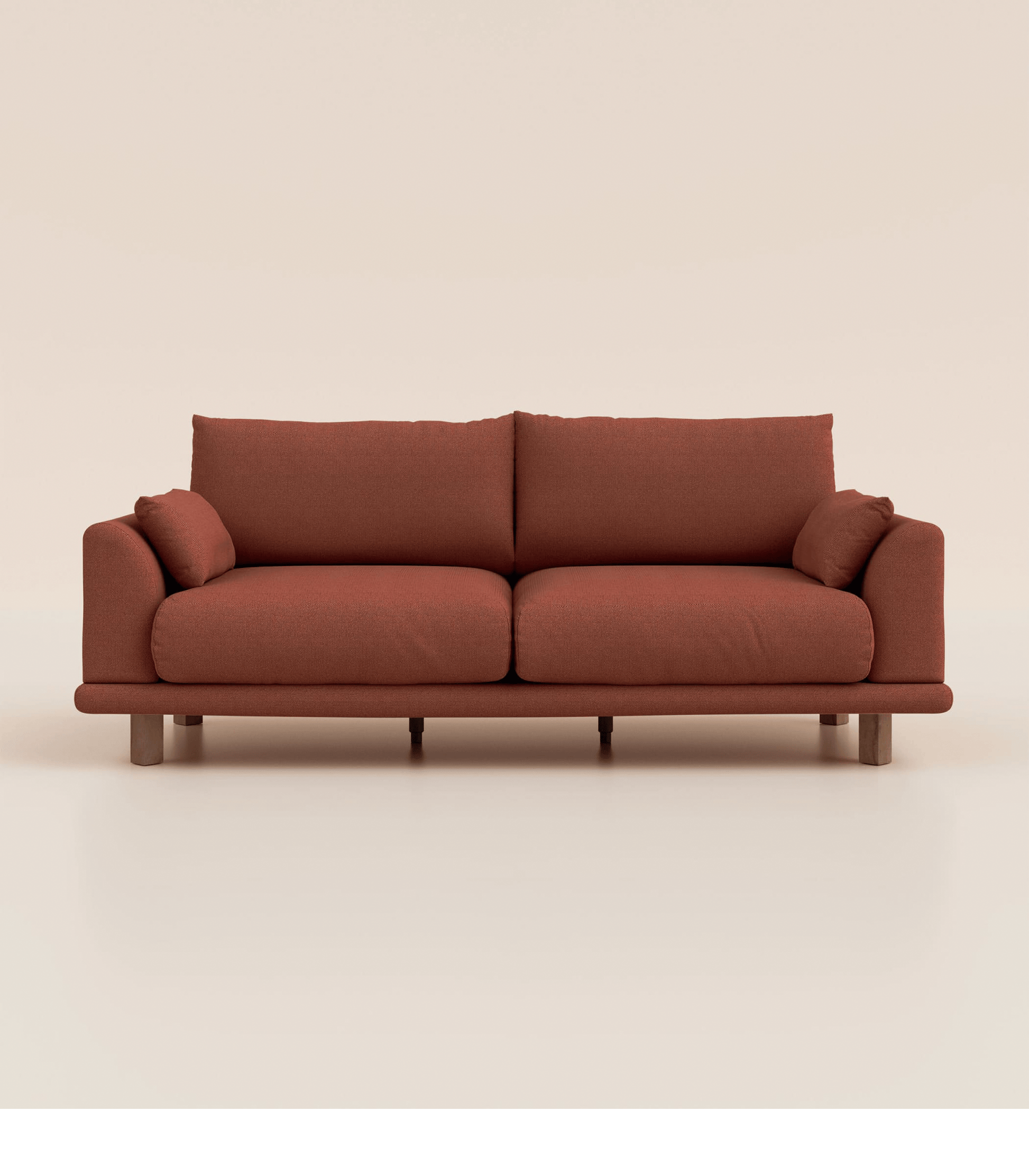 Canapé Terracotta-4 places-Pieds carrés - Bois foncé