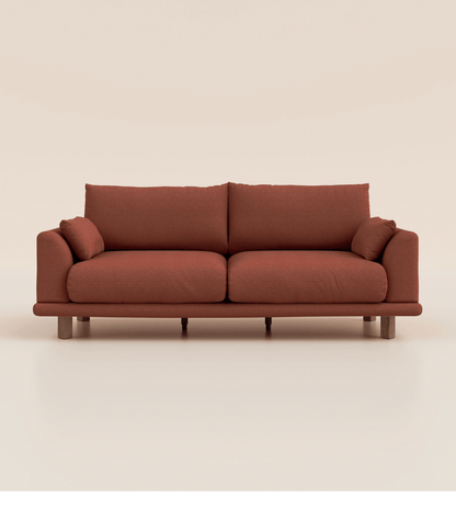 Canapé Terracotta-4 places-Pieds carrés - Bois foncé