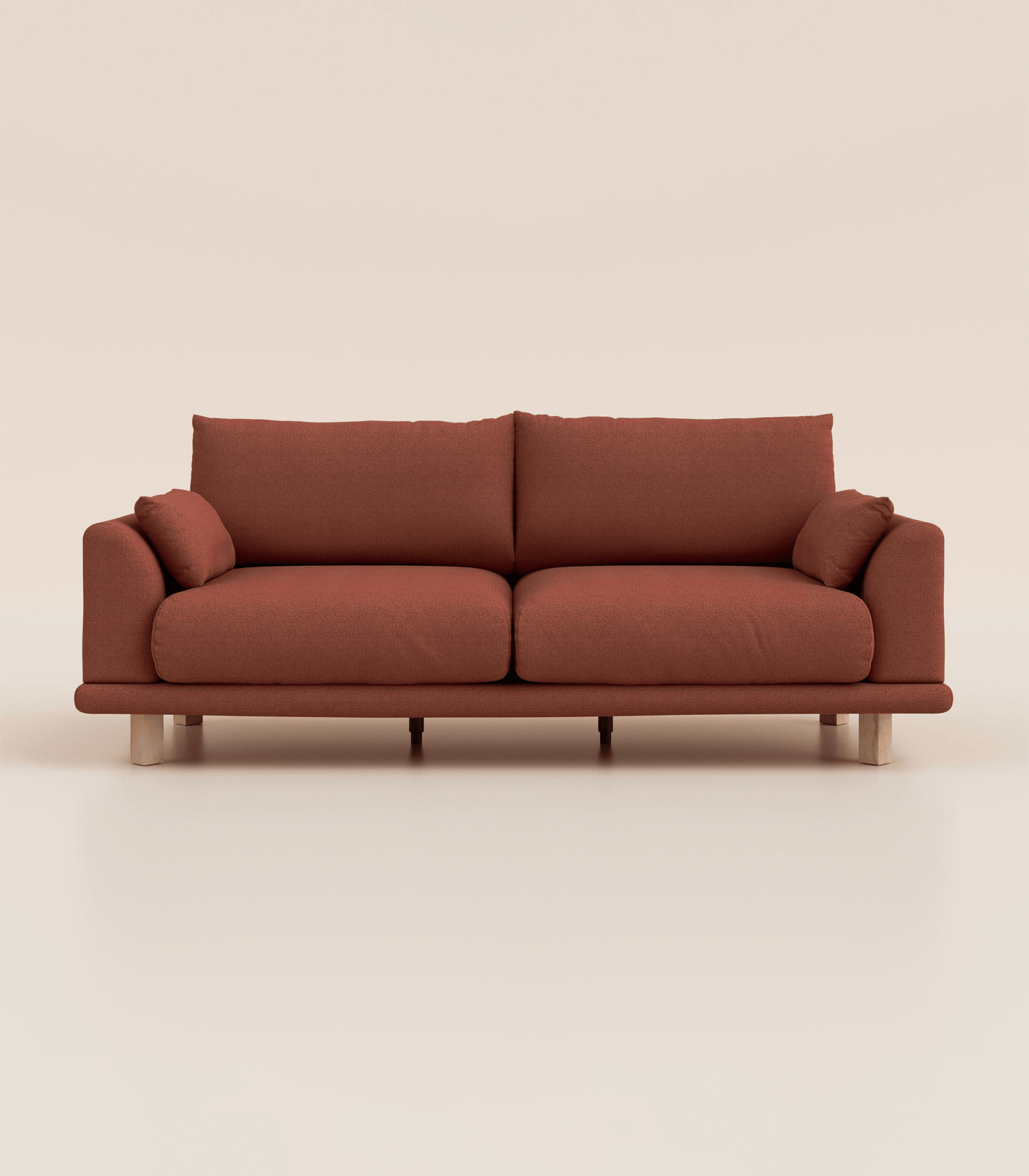 Canapé Terracotta-4 places-Pieds carrés - Bois clair