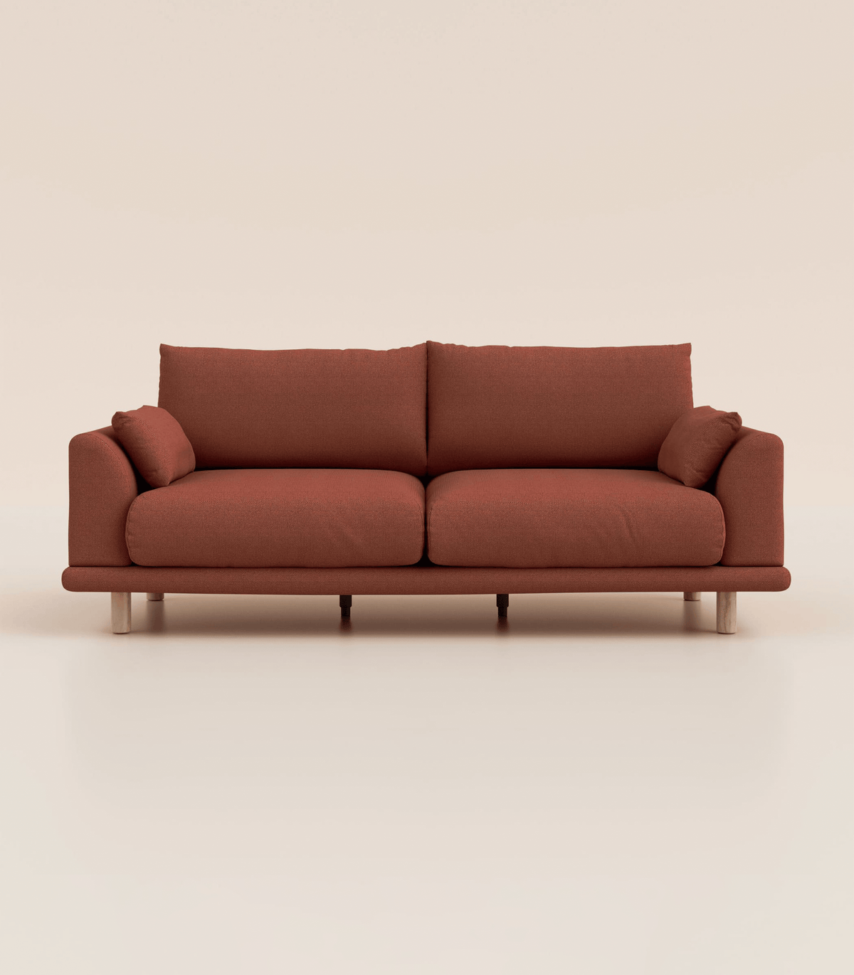 Canapé Terracotta-4 places-Pieds ronds - Bois clair