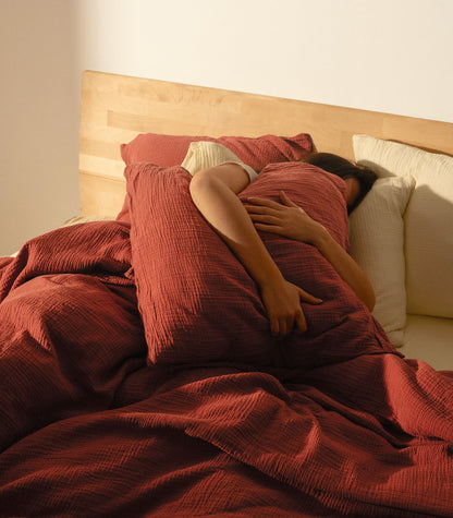 Housse de couette en gaze de coton Housse de couette en gaze de coton - Orange corail
