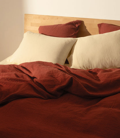 Housse de couette en gaze de coton Housse de couette en gaze de coton - Orange corail