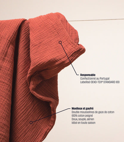 Housse de couette en gaze de coton Housse de couette en gaze de coton - Orange corail
