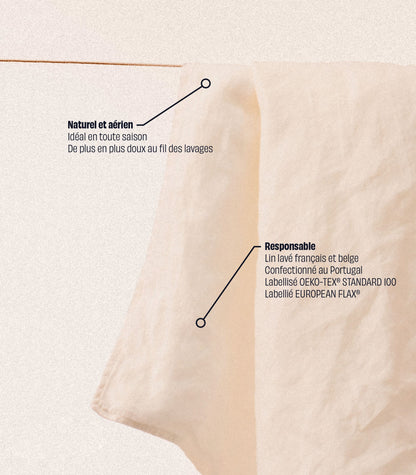 Drap housse en lin lavé Drap housse en lin lavé - Ecru naturel