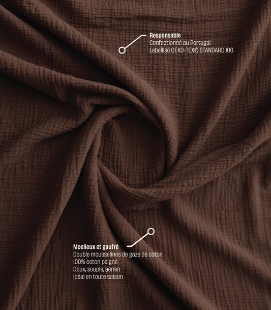 Drap housse en gaze de coton - Marron moka
