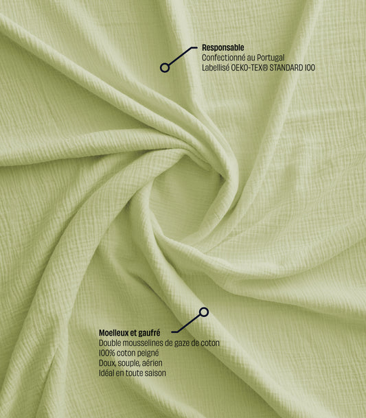 Drap housse en gaze de coton - Vert amande