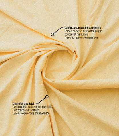 Parure en percale de coton Parure en percale de coton - Jaune beurre