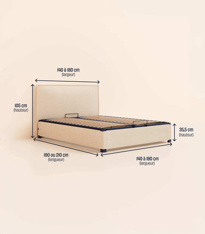 Lit coffre Beige-Standard