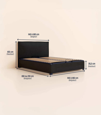 Lit coffre Noir-Standard