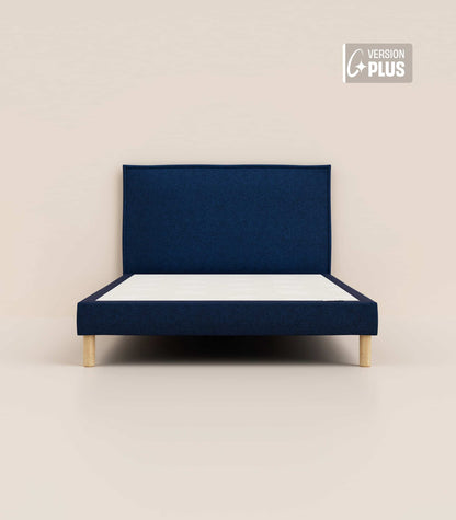 Lit tapissier Bleu-Pieds Hêtre clair-Plus