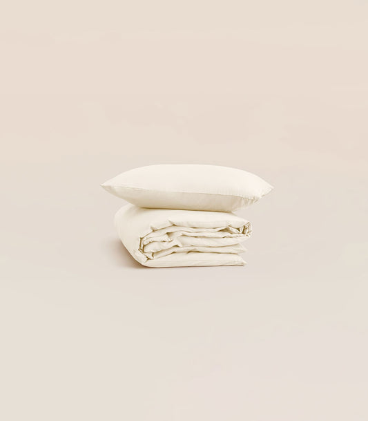 Parure percale de coton bébé - Beige Ivoire