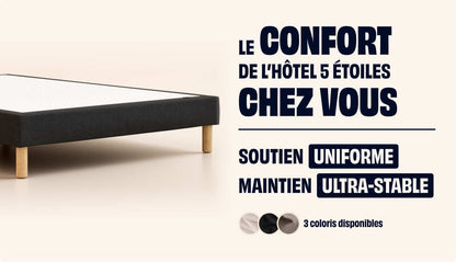 Sommier tapissier Noir Anthracite-Pieds Hêtre clair-Standard-1 place