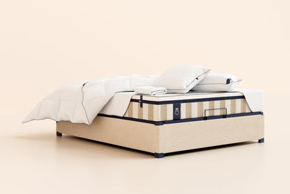 Pack Lit Coffre 5 étoiles Matelas Hybride-Hybride-Sommier coffre-Beige-Plus