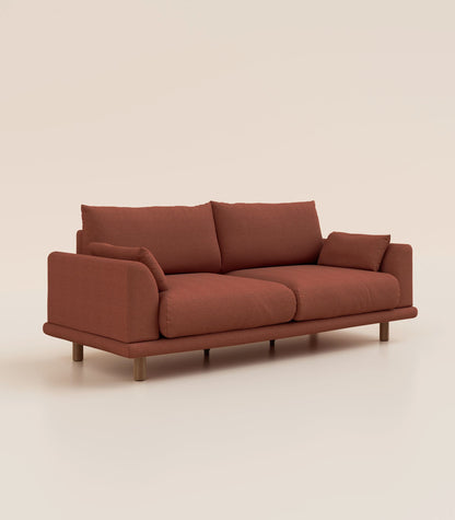 Canapé Terracotta-4 places-Pieds ronds - Bois foncé
