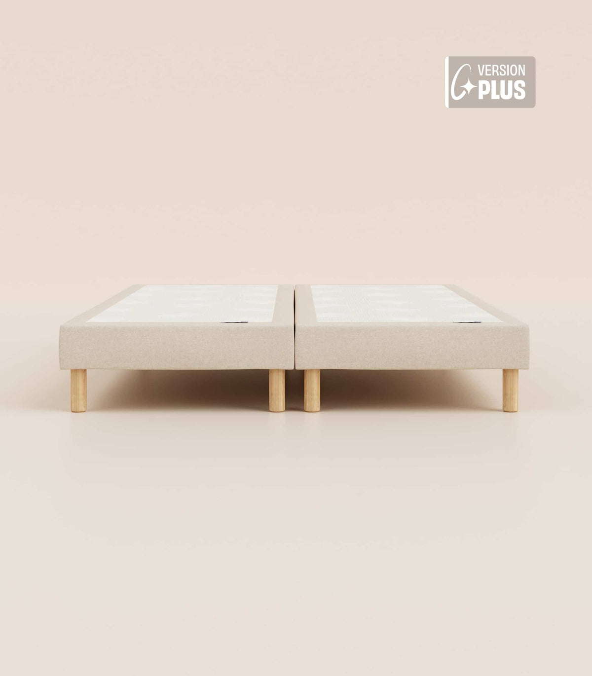 Sommier tapissier Beige-Bibloc-Pieds Hêtre clair-Plus