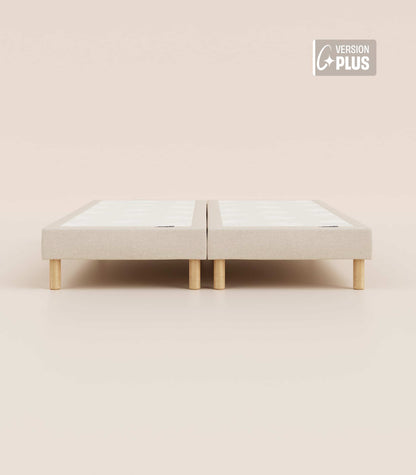 Sommier tapissier Beige-Bibloc-Pieds Hêtre clair-Plus