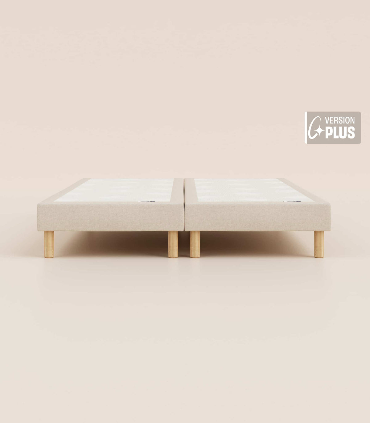 Sommier tapissier - Beige Beige-Bibloc-Pieds Hêtre clair-Plus-2 places