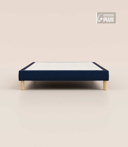 Sommier tapissier - Beige Bleu-Pieds Hêtre clair-Plus