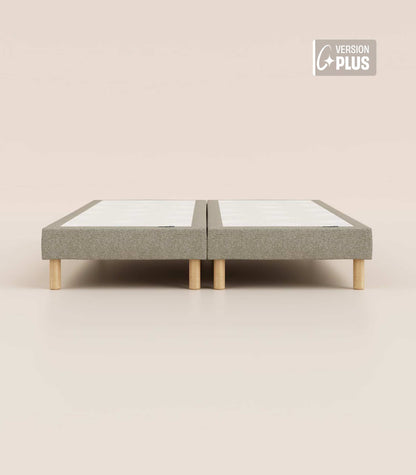 Sommier tapissier Gris-Bibloc-Pieds Hêtre clair-Plus