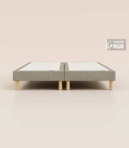 Sommier tapissier Gris-Bibloc-Pieds Hêtre clair-Plus-2 places