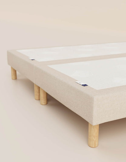 Pack lit 2 places Hybride Plus Matelas Hybride Premium Air+-Premium Air+-Sommier tapissier-Beige-Bibloc-Pieds Hêtre clair-Standard