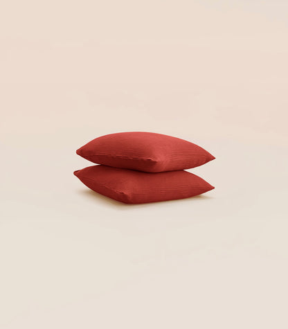 Taies d'oreiller en gaze de coton Taies d'oreiller en gaze de coton - Orange corail