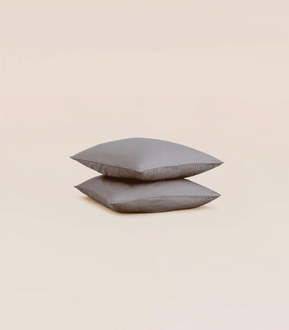 Taies d'oreiller en satin de coton Taies d'oreiller en satin de coton - Gris levant