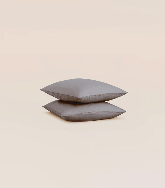 Taies d'oreiller en satin de coton - Gris levant